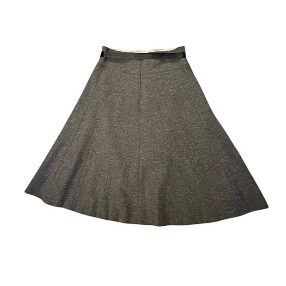 Rebecca Taylor WoolBlend ALine Skirt Gray Size 10 Satin Waistband Jeweled Accent - Picture 2 of 10